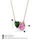 3 - Zuri 1.65 ctw Heart Shape Created Emerald with Pear Shape Created Pink Sapphire Toi Et Moi Women Pendant Necklace 