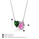 3 - Zuri 1.65 ctw Heart Shape Created Emerald with Pear Shape Created Pink Sapphire Toi Et Moi Women Pendant Necklace 