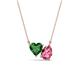 1 - Zuri 1.45 ctw Heart Shape Created Emerald with Pear Shape Pink Tourmaline Toi Et Moi Women Pendant Necklace 