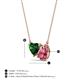 3 - Zuri 1.45 ctw Heart Shape Created Emerald with Pear Shape Pink Tourmaline Toi Et Moi Women Pendant Necklace 