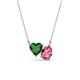 1 - Zuri 1.45 ctw Heart Shape Created Emerald with Pear Shape Pink Tourmaline Toi Et Moi Women Pendant Necklace 