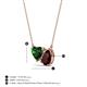 3 - Zuri 1.65 ctw Heart Shape Created Emerald with Pear Shape Red Garnet Toi Et Moi Women Pendant Necklace 