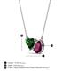 3 - Zuri 1.65 ctw Heart Shape Created Emerald with Pear Shape Rhodolite Garnet Toi Et Moi Women Pendant Necklace 