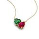 4 - Zuri 1.70 ctw Heart Shape Created Emerald with Pear Shape Created Ruby Toi Et Moi Women Pendant Necklace 