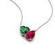 4 - Zuri 1.70 ctw Heart Shape Created Emerald with Pear Shape Created Ruby Toi Et Moi Women Pendant Necklace 
