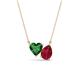 1 - Zuri 1.70 ctw Heart Shape Created Emerald with Pear Shape Created Ruby Toi Et Moi Women Pendant Necklace 