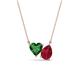 1 - Zuri 1.70 ctw Heart Shape Created Emerald with Pear Shape Created Ruby Toi Et Moi Women Pendant Necklace 