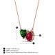 3 - Zuri 1.70 ctw Heart Shape Created Emerald with Pear Shape Created Ruby Toi Et Moi Women Pendant Necklace 