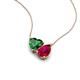 4 - Zuri 1.70 ctw Heart Shape Created Emerald with Pear Shape Created Ruby Toi Et Moi Women Pendant Necklace 