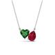 1 - Zuri 1.70 ctw Heart Shape Created Emerald with Pear Shape Created Ruby Toi Et Moi Women Pendant Necklace 