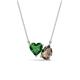 1 - Zuri 1.40 ctw Heart Shape Created Emerald with Pear Shape Smoky Quartz Toi Et Moi Women Pendant Necklace 