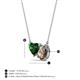 3 - Zuri 1.40 ctw Heart Shape Created Emerald with Pear Shape Smoky Quartz Toi Et Moi Women Pendant Necklace 