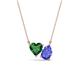 1 - Zuri 1.50 ctw Heart Shape Created Emerald with Pear Shape Tanzanite Toi Et Moi Women Pendant Necklace 