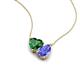 4 - Zuri 1.50 ctw Heart Shape Created Emerald with Pear Shape Tanzanite Toi Et Moi Women Pendant Necklace 