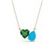 1 - Zuri 1.10 ctw Heart Shape Created Emerald with Pear Shape Turquoise Toi Et Moi Women Pendant Necklace 