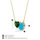 3 - Zuri 1.10 ctw Heart Shape Created Emerald with Pear Shape Turquoise Toi Et Moi Women Pendant Necklace 