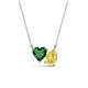 1 - Zuri 1.65 ctw Heart Shape Created Emerald with Pear Shape Created Yellow Sapphire Toi Et Moi Women Pendant Necklace 