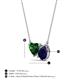 3 - Zuri 1.65 ctw Heart Shape Created Emerald with Pear Shape Created Blue Sapphire Toi Et Moi Women Pendant Necklace 