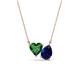 1 - Zuri 1.65 ctw Heart Shape Created Emerald with Pear Shape Created Blue Sapphire Toi Et Moi Women Pendant Necklace 