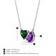 3 - Zuri 1.40 ctw Heart Shape Created Emerald with Pear Shape Amethyst Toi Et Moi Women Pendant Necklace 