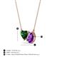 3 - Zuri 1.40 ctw Heart Shape Created Emerald with Pear Shape Amethyst Toi Et Moi Women Pendant Necklace 