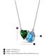 3 - Zuri 1.60 ctw Heart Shape Created Emerald with Pear Shape Blue Topaz Toi Et Moi Women Pendant Necklace 