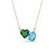 1 - Zuri 1.60 ctw Heart Shape Created Emerald with Pear Shape Blue Topaz Toi Et Moi Women Pendant Necklace 