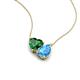 4 - Zuri 1.60 ctw Heart Shape Created Emerald with Pear Shape Blue Topaz Toi Et Moi Women Pendant Necklace 