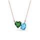1 - Zuri 1.60 ctw Heart Shape Created Emerald with Pear Shape Blue Topaz Toi Et Moi Women Pendant Necklace 