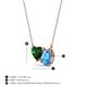 3 - Zuri 1.60 ctw Heart Shape Created Emerald with Pear Shape Blue Topaz Toi Et Moi Women Pendant Necklace 