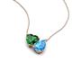 4 - Zuri 1.60 ctw Heart Shape Created Emerald with Pear Shape Blue Topaz Toi Et Moi Women Pendant Necklace 