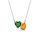 1 - Zuri 1.40 ctw Heart Shape Created Emerald with Pear Shape Citrine Toi Et Moi Women Pendant Necklace 