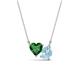 1 - Zuri 1.35 ctw Heart Shape Created Emerald with Pear Shape Aquamarine Toi Et Moi Women Pendant Necklace 