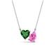 1 - Zuri 1.65 ctw Heart Shape Created Emerald with Pear Shape Created Pink Sapphire Toi Et Moi Women Pendant Necklace 