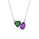 1 - Zuri 1.40 ctw Heart Shape Created Emerald with Pear Shape Amethyst Toi Et Moi Women Pendant Necklace 