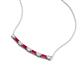 4 - Nayla 0.86 ctw Lab Grown Diamonds Round with Baguette Ruby Alternating Women Bar Pendant Necklace 