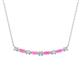 1 - Nayla 0.78 ctw Lab Grown Diamonds Round with Baguette Pink Sapphire Alternating Women Bar Pendant Necklace 
