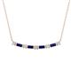 1 - Nayla 0.90 ctw Natural Diamonds Round with Baguette Blue Sapphire Alternating Women Bar Pendant Necklace 
