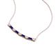 4 - Nayla 0.90 ctw Natural Diamonds Round with Baguette Blue Sapphire Alternating Women Bar Pendant Necklace 