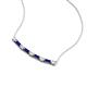 4 - Nayla 0.90 ctw Natural Diamonds Round with Baguette Blue Sapphire Alternating Women Bar Pendant Necklace 