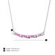 3 - Nayla 0.78 ctw Natural Diamonds Round with Baguette Pink Sapphire Alternating Women Bar Pendant Necklace 