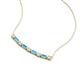 4 - Nayla 0.74 ctw Natural Diamonds Round with Baguette Blue Topaz Alternating Women Bar Pendant Necklace 