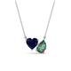 1 - Zuri 1.76 ctw Heart Shape Created Blue Sapphire with Pear Shape Created Alexandrite Toi Et Moi Women Pendant Necklace 