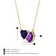 3 - Zuri 1.55 ctw Heart Shape Created Blue Sapphire with Pear Shape Amethyst Toi Et Moi Women Pendant Necklace 