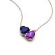 4 - Zuri 1.55 ctw Heart Shape Created Blue Sapphire with Pear Shape Amethyst Toi Et Moi Women Pendant Necklace 