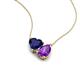 4 - Zuri 1.55 ctw Heart Shape Created Blue Sapphire with Pear Shape Amethyst Toi Et Moi Women Pendant Necklace 