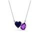 1 - Zuri 1.55 ctw Heart Shape Created Blue Sapphire with Pear Shape Amethyst Toi Et Moi Women Pendant Necklace 