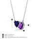 3 - Zuri 1.55 ctw Heart Shape Created Blue Sapphire with Pear Shape Amethyst Toi Et Moi Women Pendant Necklace 