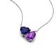 4 - Zuri 1.55 ctw Heart Shape Created Blue Sapphire with Pear Shape Amethyst Toi Et Moi Women Pendant Necklace 