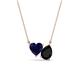 1 - Zuri 1.60 ctw Heart Shape Created Blue Sapphire with Pear Shape Black Onyx Toi Et Moi Women Pendant Necklace 